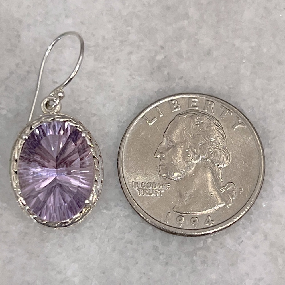 Rose de France Amethyst Sterling Silver Dangle Earrings - Picture 8 of 8